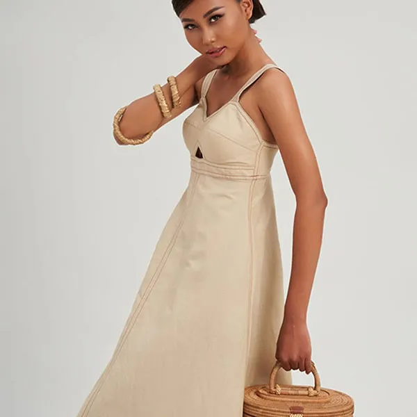 Váy Hai Dây Nữ F2 Fashion & Freedom Linen Modern Women D766-K-S-0923 Màu Kem Size S