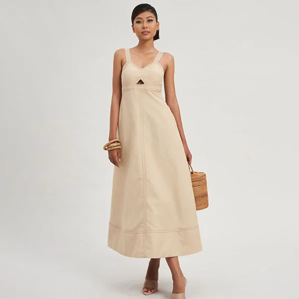 Váy Hai Dây Nữ F2 Fashion & Freedom Linen Modern Women D766-K-S-0923 Màu Kem Size S