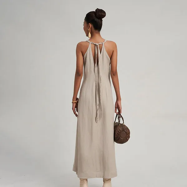 Váy Hai Dây Nữ F2 Fashion & Freedom Linen Modern Women DT-D685-X-S-0923 Màu Xám Size S