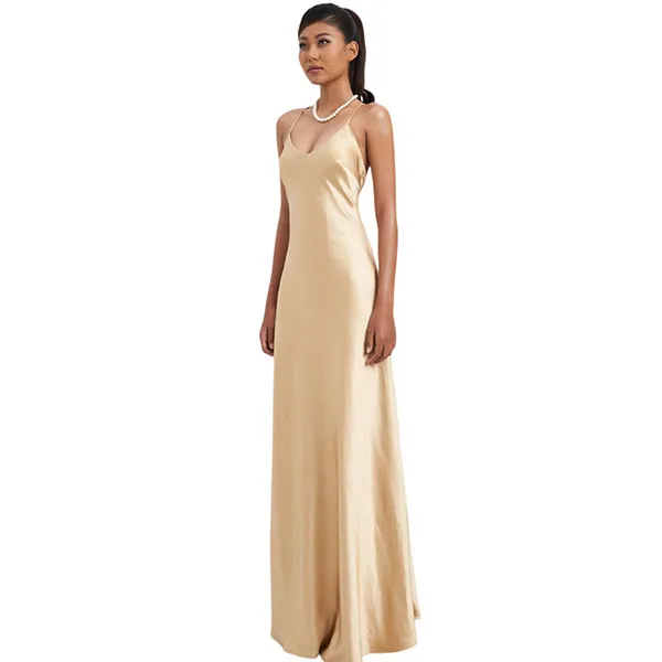 Váy Liền Hai Dây Lụa Nữ F2 Fashion & Freedom Modern Women D752-V-S-0923 Màu Vàng Size S