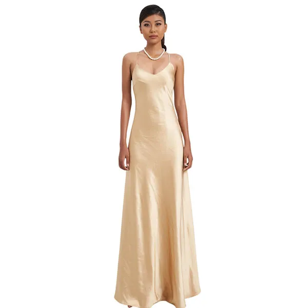 Váy Liền Hai Dây Lụa Nữ F2 Fashion & Freedom Modern Women D752-V-S-0923 Màu Vàng Size S