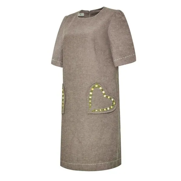 Váy Liền Nữ F2 Fashion & Freedom Brown Linen Dress With 2 Pockets D822-NAU-S-0724 Màu Nâu Size S
