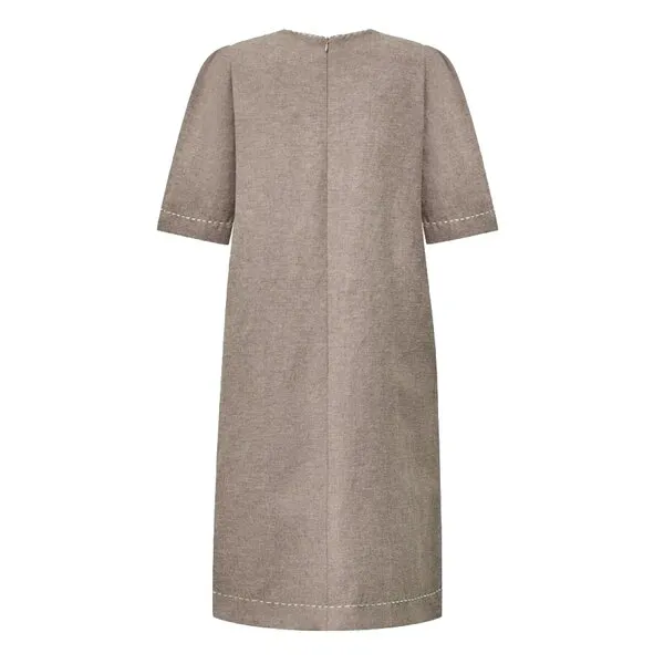 Váy Liền Nữ F2 Fashion & Freedom Brown Linen Dress With 2 Pockets D822-NAU-S-0724 Màu Nâu Size S