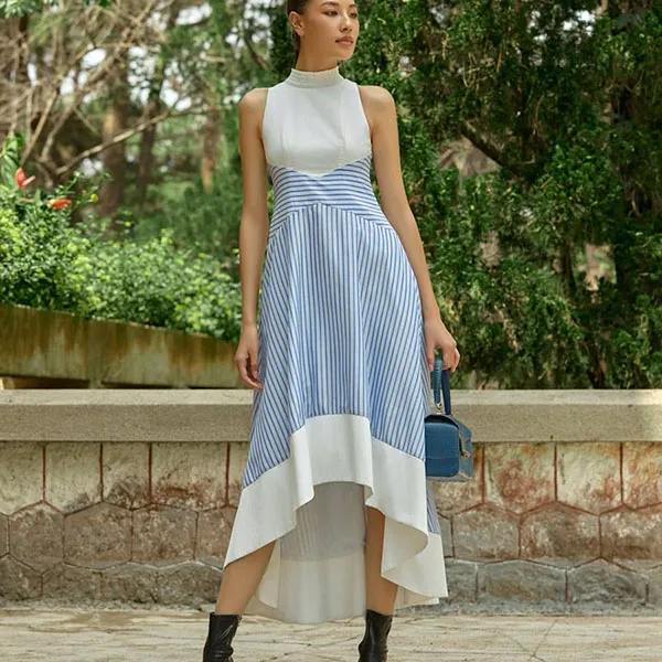 Váy Liền Nữ F2 Fashion & Freedom Kate Into The Wood D810-TS-S-0524 Màu Xanh Trắng Size S