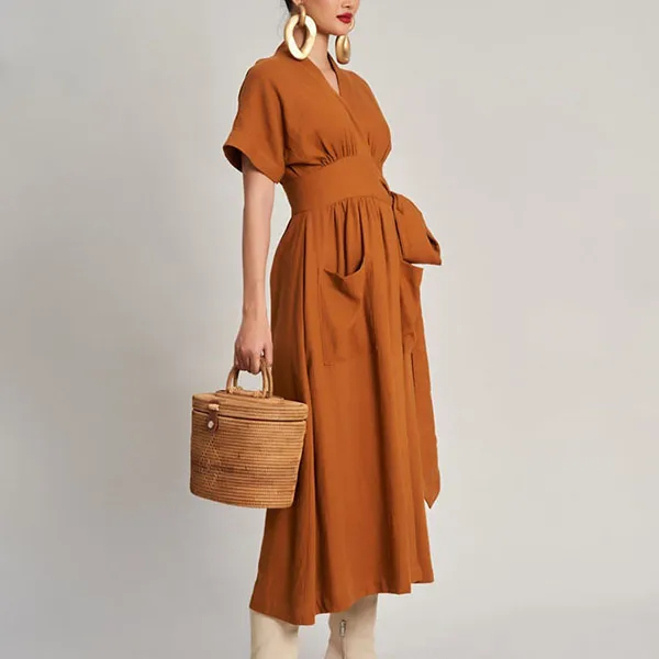 Váy Liền Nữ F2 Fashion & Freedom Linen Golden Girl D771-N-S-0923 Màu Nâu Size S