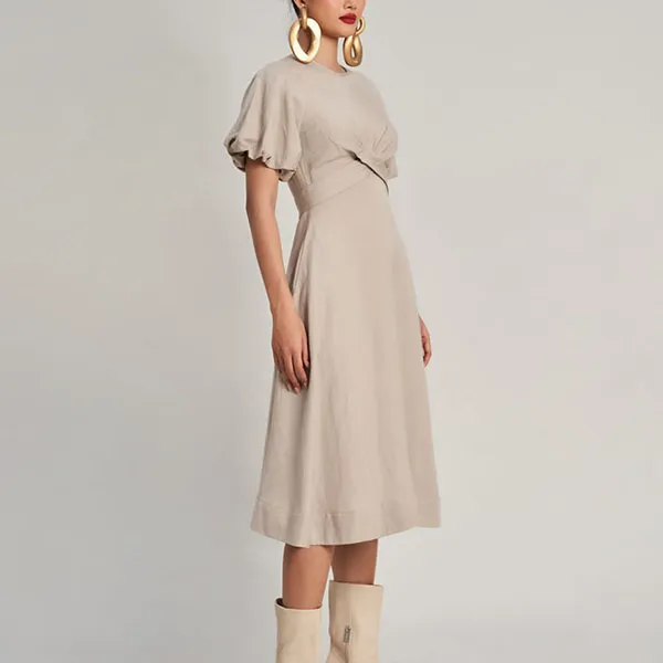 Váy Liền Nữ F2 Fashion & Freedom Linen Golden Girl D773-X-S-0923 Màu Xám Nhạt Size S