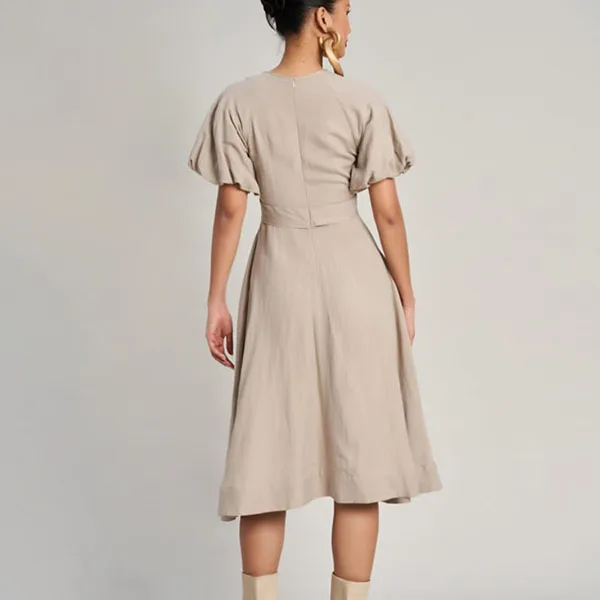 Váy Liền Nữ F2 Fashion & Freedom Linen Golden Girl D773-X-S-0923 Màu Xám Nhạt Size S