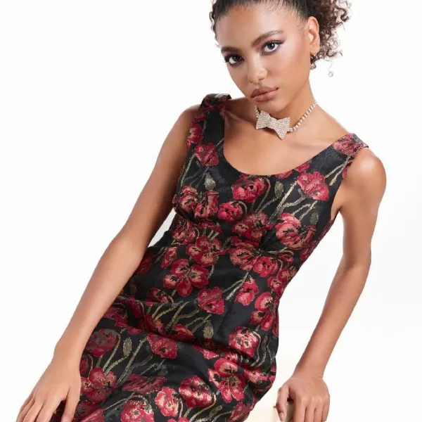 Váy Liền Nữ F2 Fashion & Freedom D820-DHD-S-0724 Màu Đỏ - Đen Size S