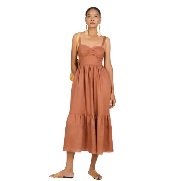 Váy Liền Nữ F2 Fashion & Freedom New Linen New Horizon D535-ND-S-0322 Màu Nâu Size S