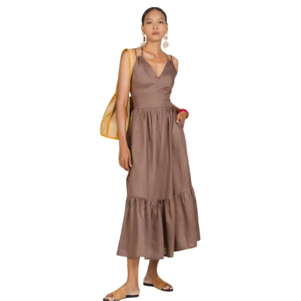Váy Liền Nữ F2 Fashion & Freedom New Linen New Horizon D397-N-S-0322 Màu Nâu Size S