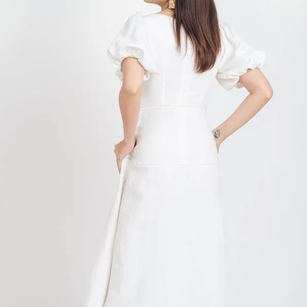 Váy Liền Nữ F2 Fashion & Freedom The White Linen Dress Becomes Unveil D536-T-S-0721 Màu Trắng Size S