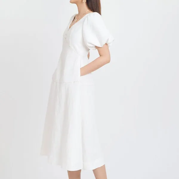Váy Liền Nữ F2 Fashion & Freedom The White Linen Dress Becomes Unveil D536-T-S-0721 Màu Trắng Size S
