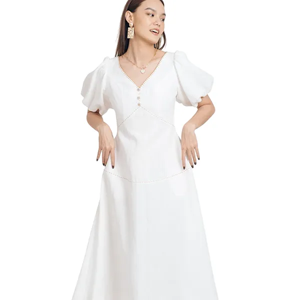 Váy Liền Nữ F2 Fashion & Freedom The White Linen Dress Becomes Unveil D536-T-S-0721 Màu Trắng Size S