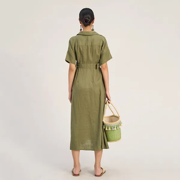 Váy Linen Nữ F2 Fashion & Freedom Art Of Styling D742-XR-S-0723 Màu Xanh Rêu Size S