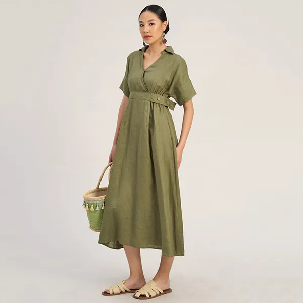 Váy Linen Nữ F2 Fashion & Freedom Art Of Styling D742-XR-S-0723 Màu Xanh Rêu Size S