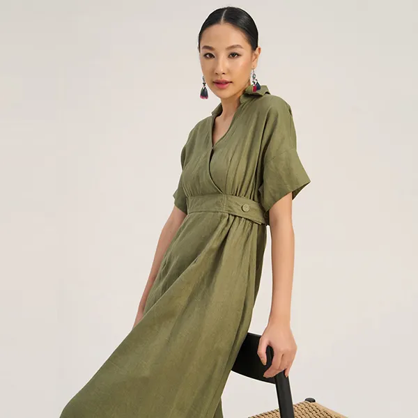 Váy Linen Nữ F2 Fashion & Freedom Art Of Styling D742-XR-S-0723 Màu Xanh Rêu Size S