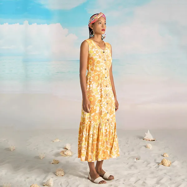 Váy Linen Nữ F2 Fashion & Freedom Bright And Shine D362-CV-S-0622 Màu Vàng Cam Size S