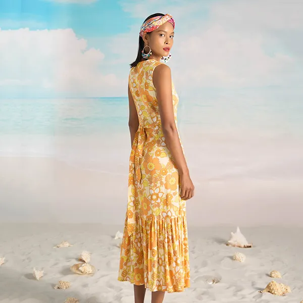 Váy Linen Nữ F2 Fashion & Freedom Bright And Shine D362-CV-S-0622 Màu Vàng Cam Size S