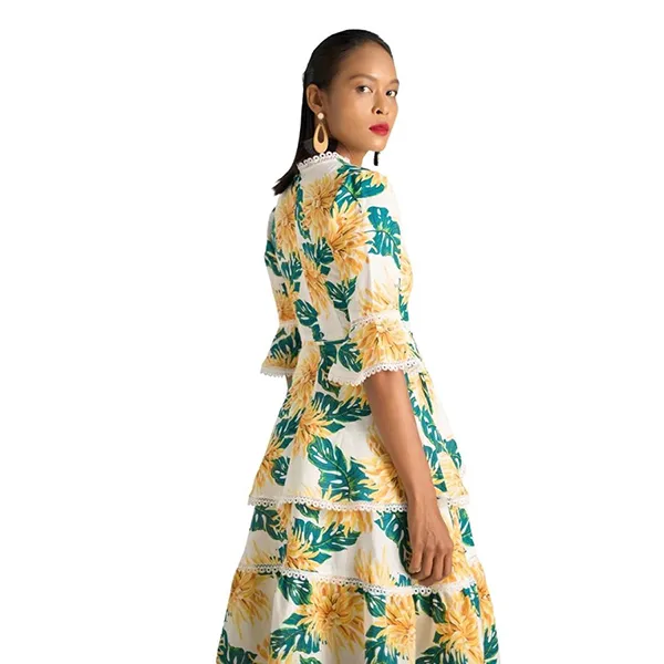 Váy Linen Nữ F2 Fashion & Freedom Bright And Shine D628-VX-S-0622 Màu Vàng/Xanh Size S