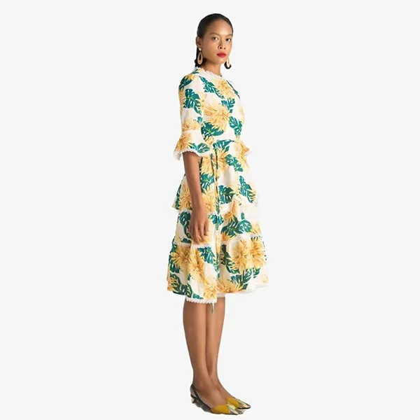 Váy Linen Nữ F2 Fashion & Freedom Bright And Shine D628-VX-S-0622 Màu Vàng/Xanh Size S