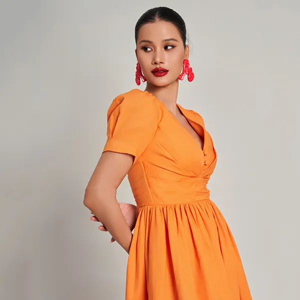Váy Linen Nữ F2 Fashion & Freedom D741-C-S-0923 Màu Cam Size S