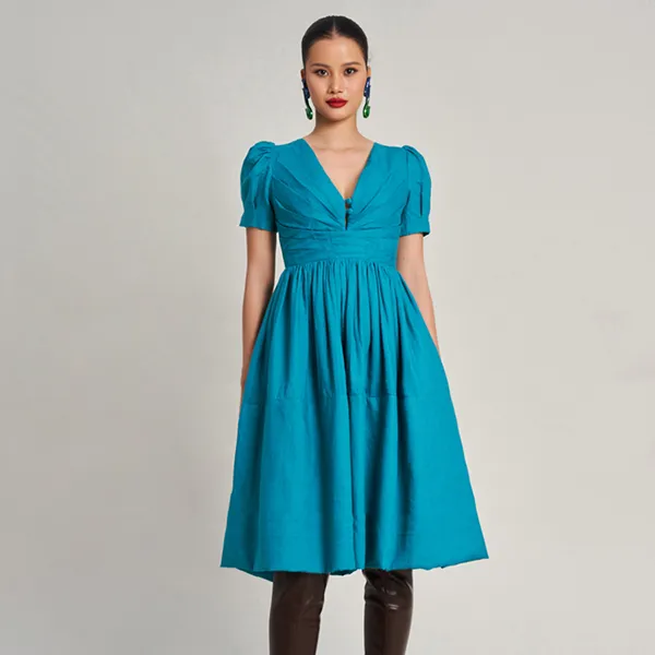 Váy Linen Nữ F2 Fashion & Freedom D741-XCV-S-0923 Màu Xanh Cổ Vịt Size S