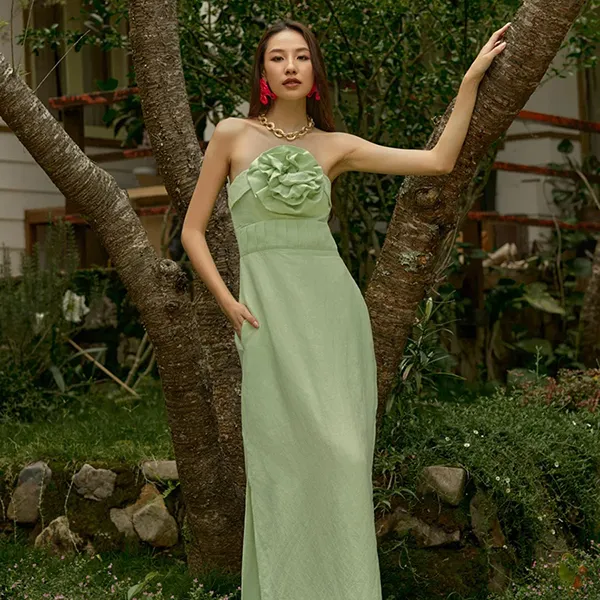 Váy Linen Nữ F2 Fashion & Freedom D799-XC-S-0524 Màu Xanh Cốm Size S