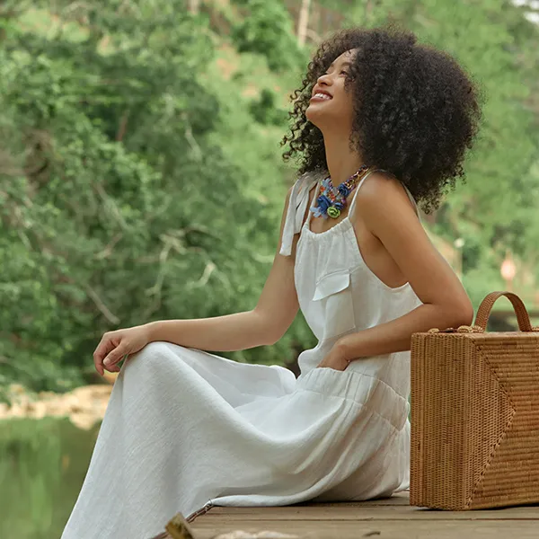 Váy Linen Nữ F2 Fashion & Freedom Into The Wood D364-TRANG-S-0524 Màu Trắng Size S