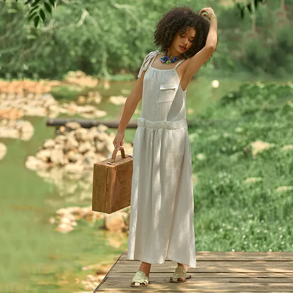 Váy Linen Nữ F2 Fashion & Freedom Into The Wood D364-TRANG-S-0524 Màu Trắng Size S