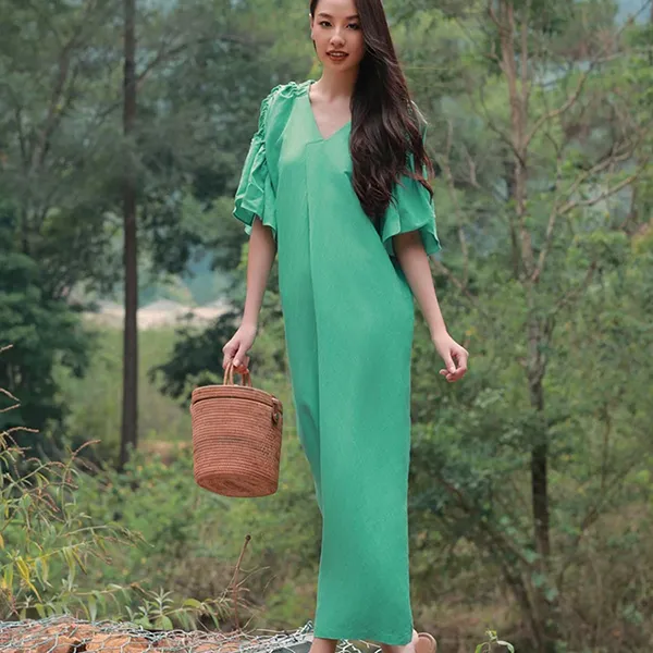 Váy Linen Nữ F2 Fashion & Freedom Into The Wood D497-XL-S-0524 Màu Xanh Lá Size S