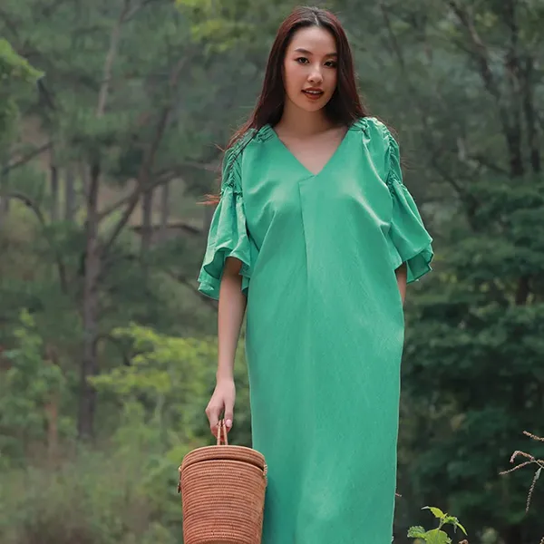Váy Linen Nữ F2 Fashion & Freedom Into The Wood D497-XL-S-0524 Màu Xanh Lá Size S