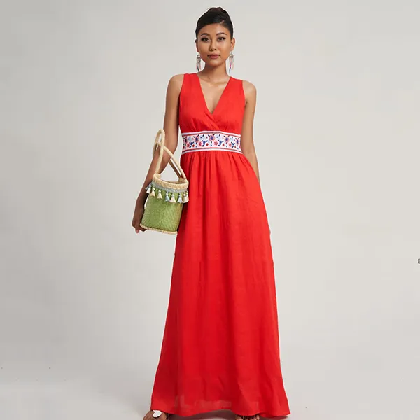 Váy Linen Nữ F2 Fashion & Freedom Modern Women D751-ĐC-S-0923 Màu Đỏ Cam Size S