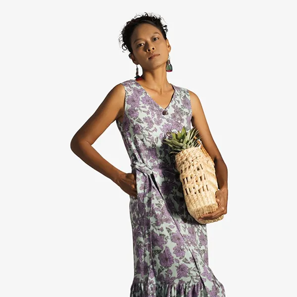 Váy Linen Nữ F2 Fashion & Freedom Summer Get Away D362-XT-S-0622 Màu Xanh/Tím Size S
