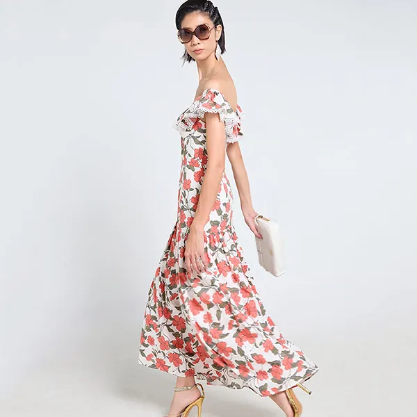 Váy Linen Nữ F2 Fashion & Freedom Tender Drit D795-CH-S-0424 Màu Cam Hoa Size S