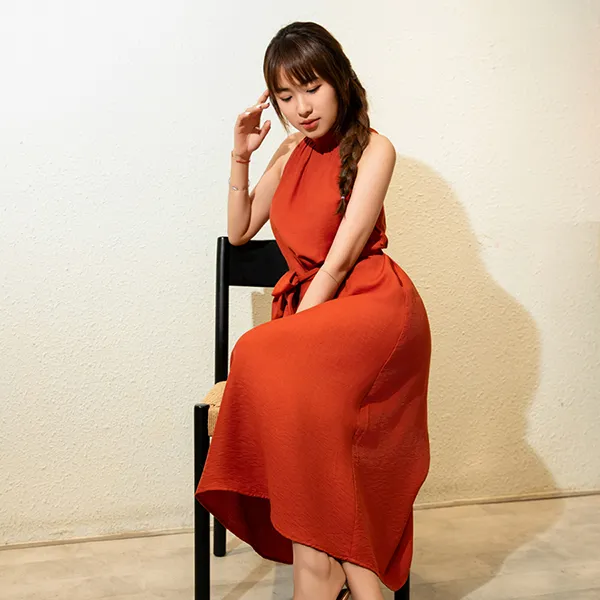 Váy Lụa Nữ F2 Fashion & Freedom D793-CAM NGOI-S-0424 Màu Cam Gạch Size S