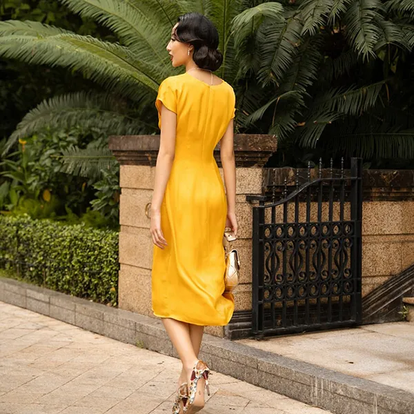 Váy Lụa Nữ F2 Fashion & Freedom Starry Nights D783-V-S-1223 Màu Vàng Size S