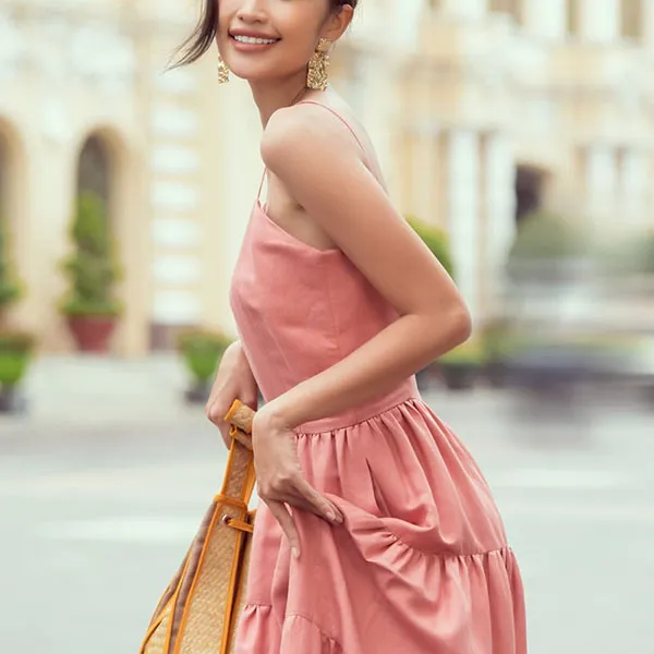 Váy Maxi Nữ F2 Fashion & Freedom Linen City Girls D526-R-S-1221 Màu Hồng Đất Size S