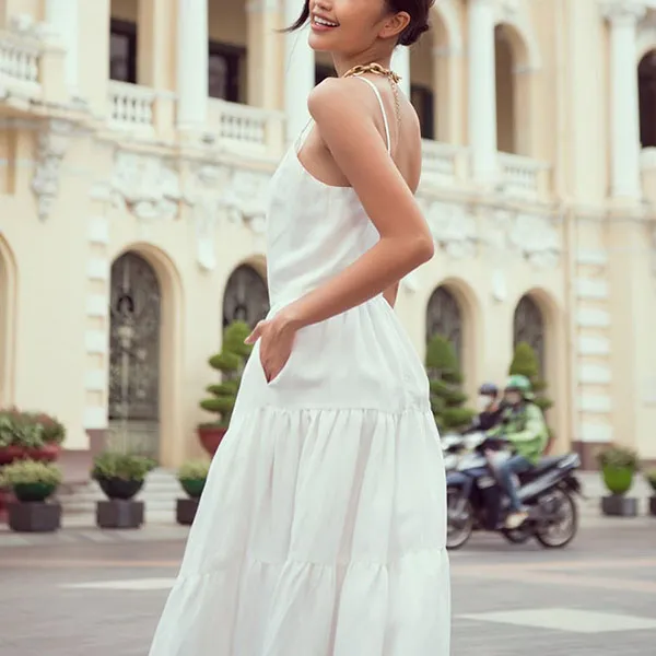 Váy Maxi Nữ F2 Fashion & Freedom Linen City Girls D526-T-S-1221 Màu Trắng Size S