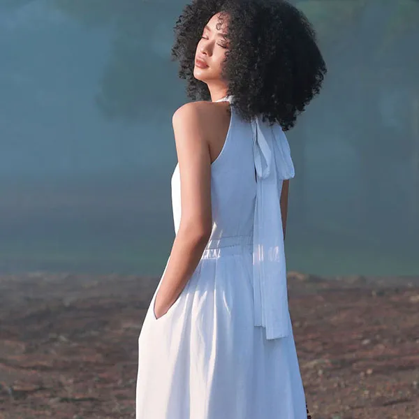 Váy Maxi Nữ F2 Fashion & Freedom Linen Into The Wood D808-S-0524 Màu Trắng Size S