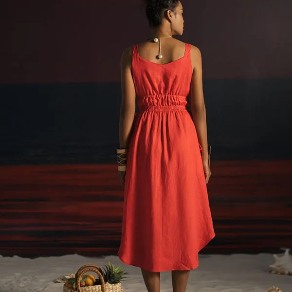 Váy Maxi Nữ F2 Fashion & Freedom Linen Summer Get Away D637-D-S-0722 Màu Đỏ Size S