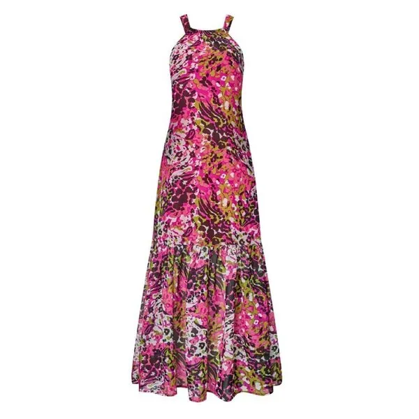 Váy Maxi Nữ F2 Fashion & Freedom Pink Silk Dress With Pattern D433-HHT-S-0724 Màu Hồng Tím Size S