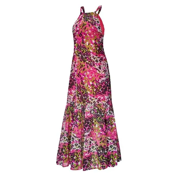Váy Maxi Nữ F2 Fashion & Freedom Pink Silk Dress With Pattern D433-HHT-S-0724 Màu Hồng Tím Size S