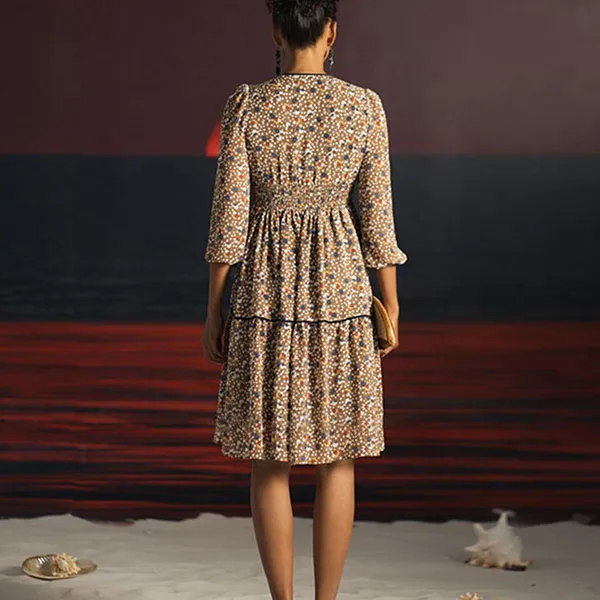 Váy Maxi Nữ F2 Fashion & Freedom Summer Get Away Chiffon Dress D621-NH-S-0622 Màu Nâu Họa Tiết Size S