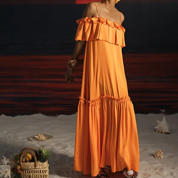 Váy Maxi Nữ F2 Fashion & Freedom Summer Get Away D636-C-S-0722 Màu Cam Size S