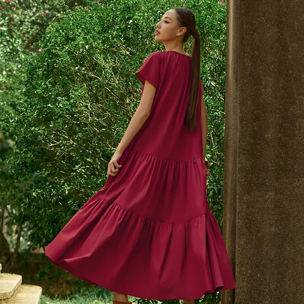 Váy Nữ F2 Fashion & Freedom D796-DR-L-0424 Màu Đỏ Tía Size L