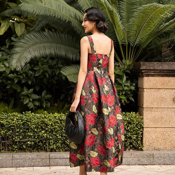 Váy Nữ F2 Fashion & Freedom Gấm Hoa Đỏ Starry Nights D782-HD-S-1223 Màu Đỏ Size S