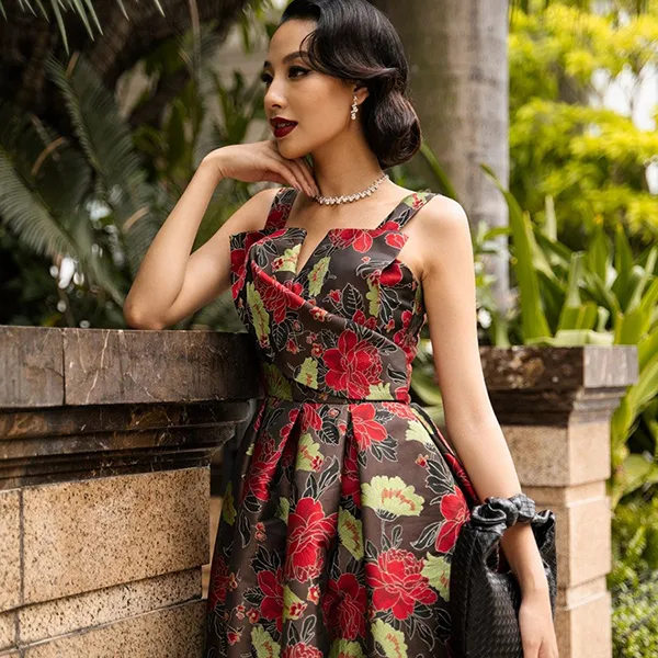 Váy Nữ F2 Fashion & Freedom Gấm Hoa Đỏ Starry Nights D782-HD-S-1223 Màu Đỏ Size S