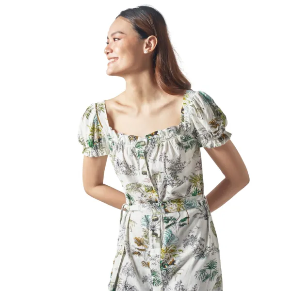 Váy Nữ F2 Fashion & Freedom Linen D451-HX-S-0321 Màu Xanh Hoa Size S