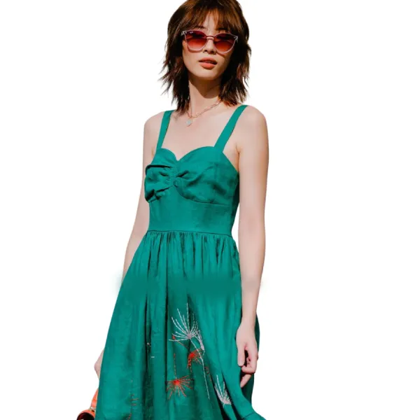Váy Nữ F2 Fashion & Freedom Linen Hương Mùa Hè D535-XL-S-0422 Màu Xanh Lá Size S