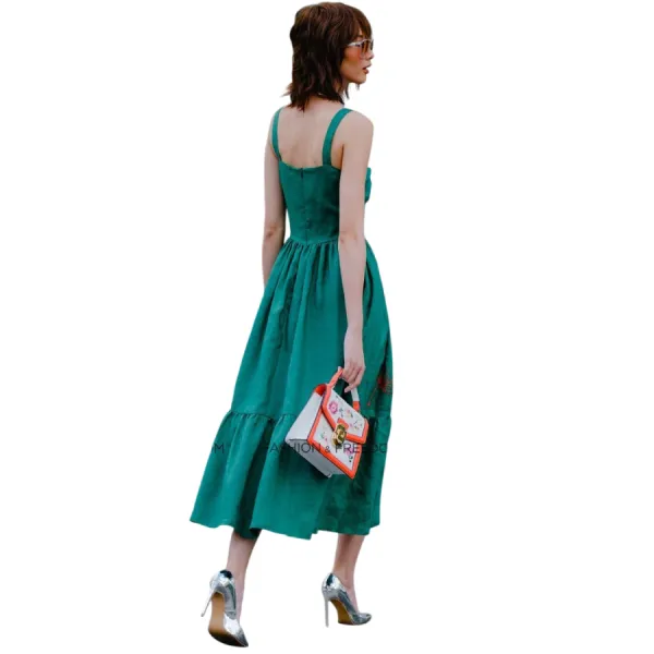 Váy Nữ F2 Fashion & Freedom Linen Hương Mùa Hè D535-XL-S-0422 Màu Xanh Lá Size S